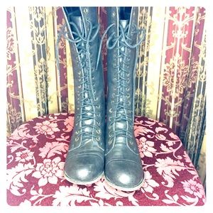 Madden Girl black combat boots knee high S 8